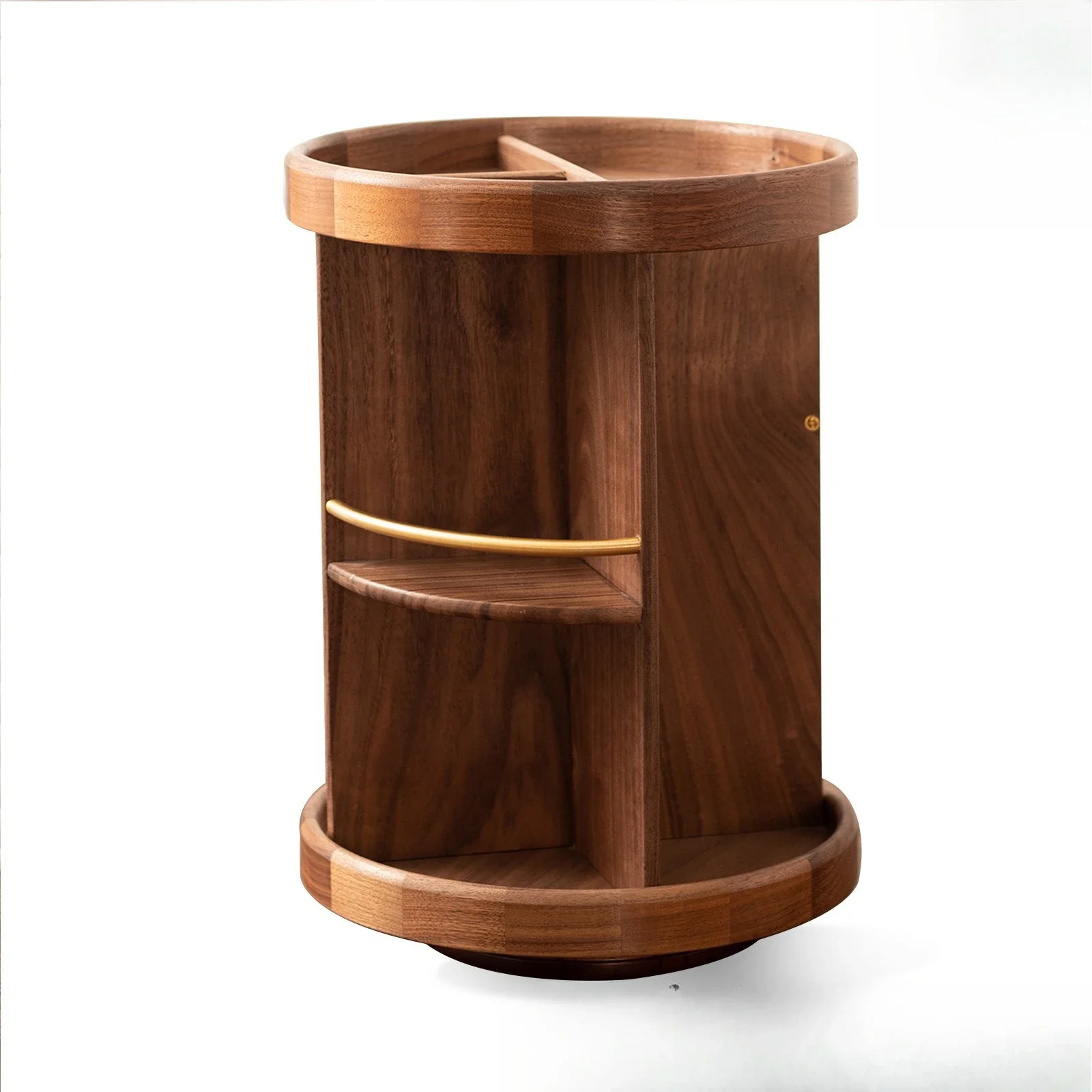 Rotating Cosmetics Rack Multi-layer Black Walnut Shelf Light Luxury Dresser Storage Rack Rotating Seasoning Rack