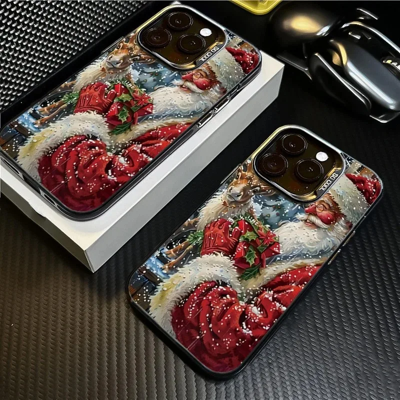 Christmas Santa Claus Vintage Art Phone Case For iPhone 17 Air 16 15 14 Plus 13 12 11 Pro Max 16E Matte Phone Cover