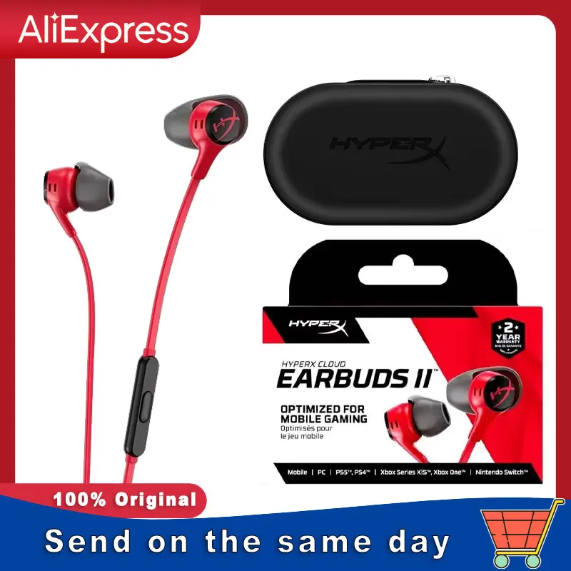 Audífonos HyperX Cloud Earbuds II 2 para juegos con micrófono, audio inmersivo con cable para juegos, audífonos intrauditivos para teléfono, PS4, PS5, Xbox Series