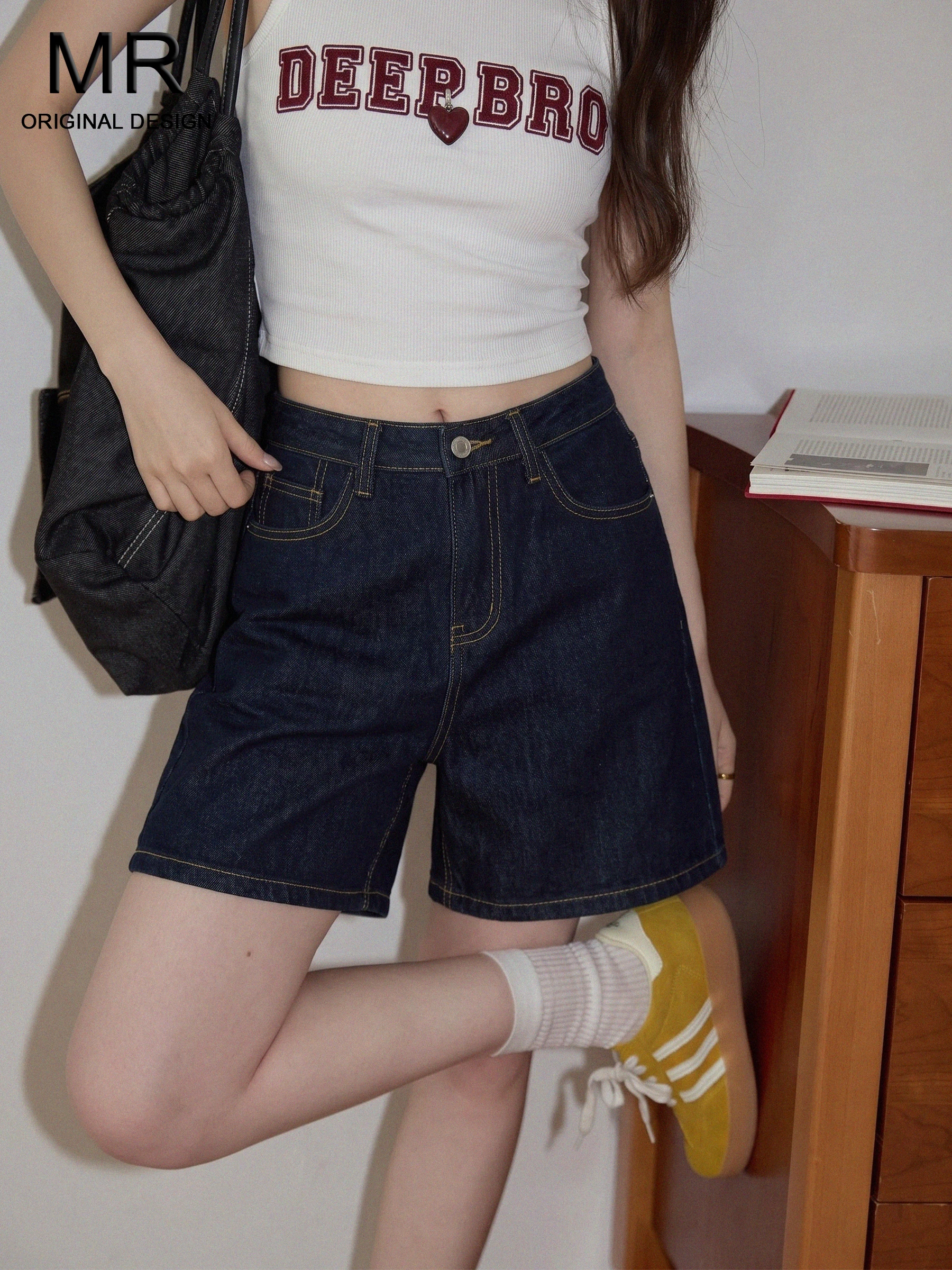 

High Waist Slimming Blue Jeans Women's Loose Fit Straight Leg Thin Summer Denim Pants American Style Casual High Waist Jeans
