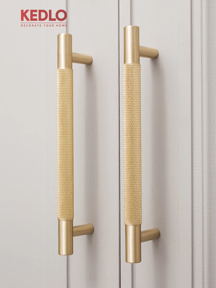 KEDLO Massief messing knoopgreep 500mm lange handgreep keukenkast Europese stijl licht luxe geborsteld messing gouden handgreep - afbeelding 2