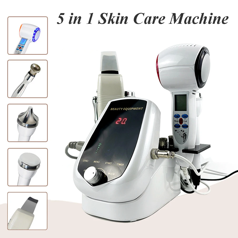 เครื่องนวดแบบสุญญากาศ5 in 1อุปกรณ์ความงามแบบพกพาเครื่องขัดผิวอัลตราโซนิก sonophoresis เครื่องผิวหน้าทำความสะอาดได้อย่างล้ำลึก