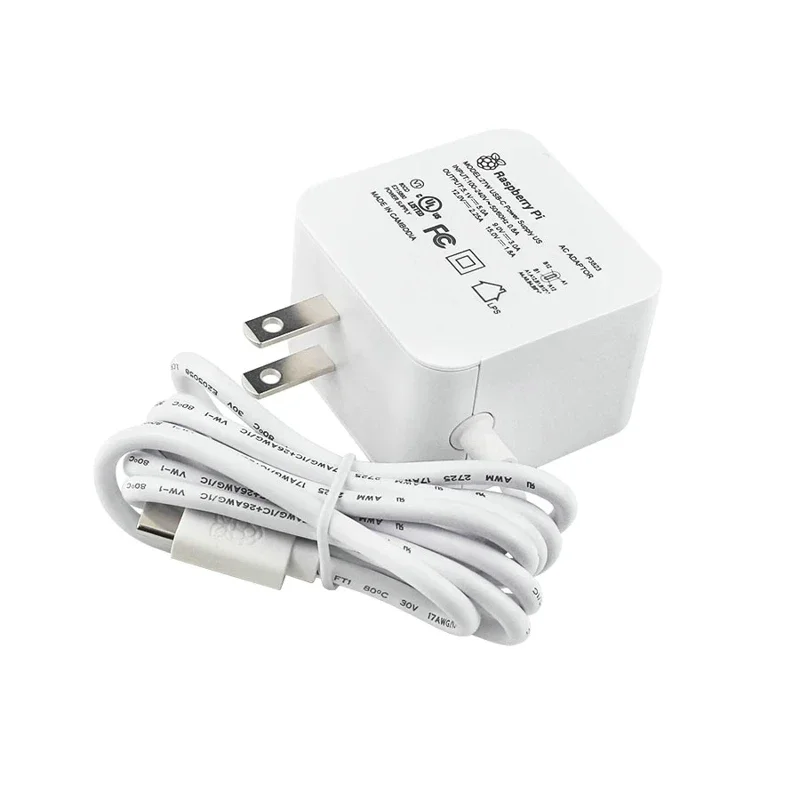 Raspberry Pi 5 Official Power Supply 27W USB Type-C US UK EU Plug Optional