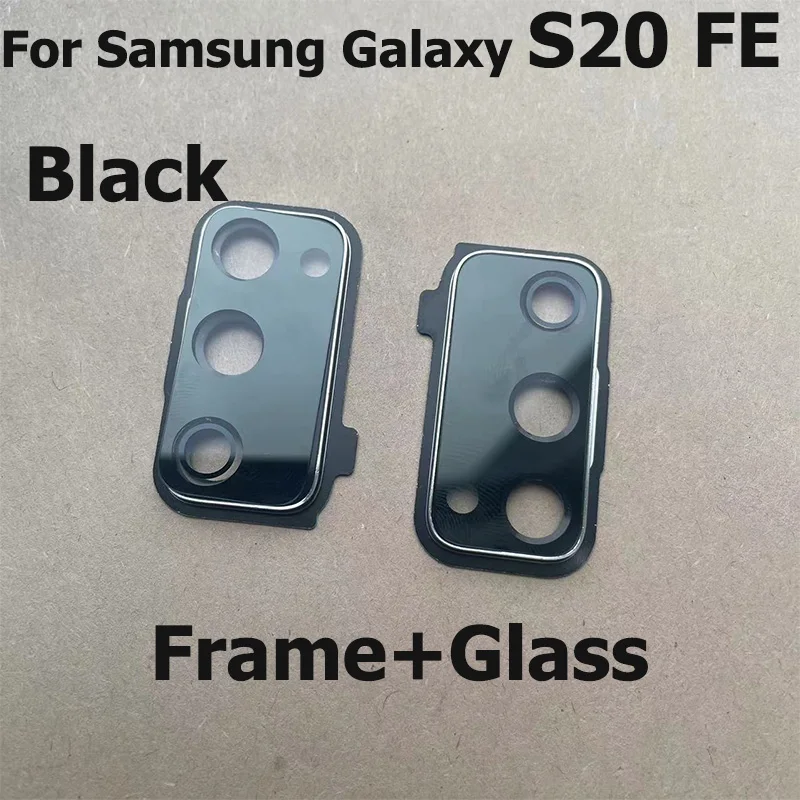 New For Samsung Galaxy S20 FE Back Camera Glass Rear Lens Cover With Frame Glue Sticker Adhesive