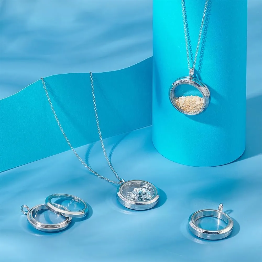 Подвески-медальоны из нержавеющей стали, плавающий медальон с живой памятью, подвеска-медальон, подвески-медальоны, плоские круглые подвески из стекла