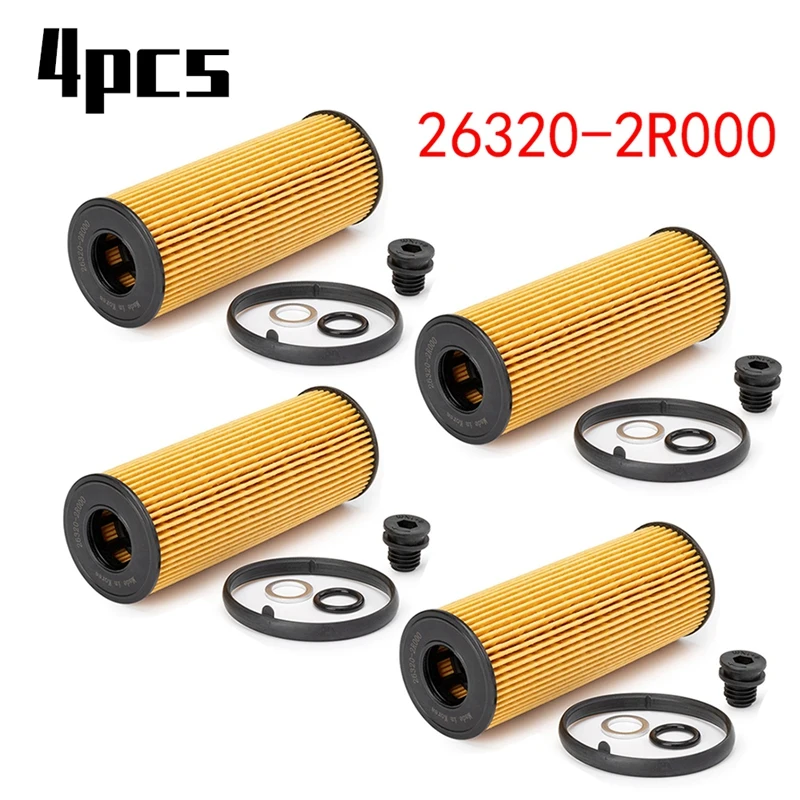 4 Set 26320-2R000 263202R000 Car Engine Oil Filter Elements Kit For Hyundai Santa Fe IV 2.0 Diesel Engine /Tucson NX4 2.0