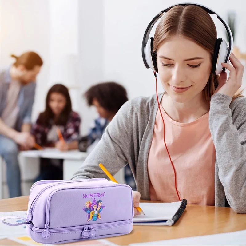 Kpop شيطان الصيادين عالية السعة حقيبة أقلام رصاص الكرتون الموسيقى فتاة pencelcase رومي ميرا زوي طالب القلم طفل القرطاسية المدرسية