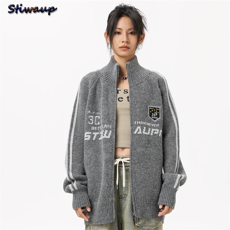 Knit Zip-up Cardigan for Women 2024 Women\'s Autumn Clothes Knitted Sweater Oversize Designer Clothes Women Luxury Pull Femmes