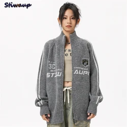 Knit Zip-up Cardigan for Women 2024 Women's Autumn Clothes Knitted Sweater Oversize Designer Clothes Women Luxury Pull Femmes