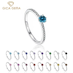 Gica Gema-anillo de compromiso de circonita Multicolor para mujer, sortija de boda de Plata de Ley 925, regalo de joyería