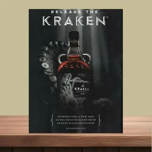 Kraken Black Spiced Rum Advertising metal wall sign man cave pub bar shed tiki