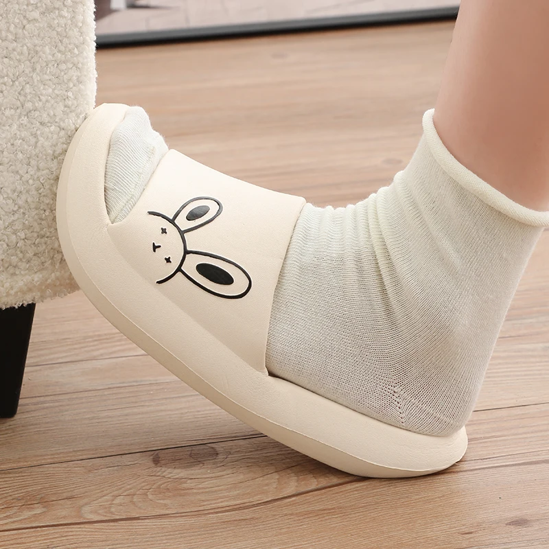 Chinelos leves para mulheres, Chinelos EVA para casais, Sapatos para casa e ao ar livre, Chinelos bonitos de coelho, Sandálias de verão para mulheres