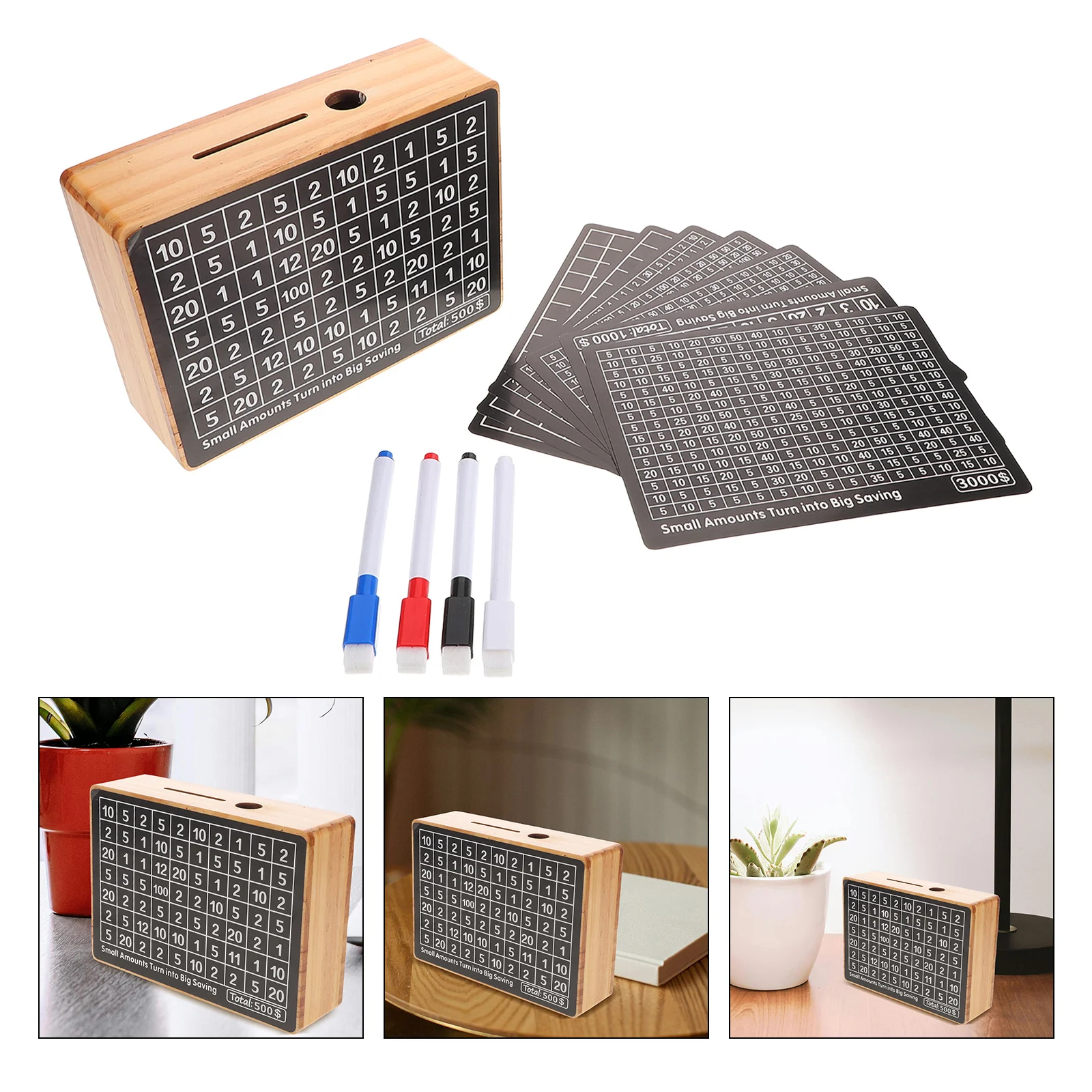 

1Set Wood Craft Money Bank Exquisite Piggy Bank for Home Decor Lovely Design Savings Container Wooden Money Box