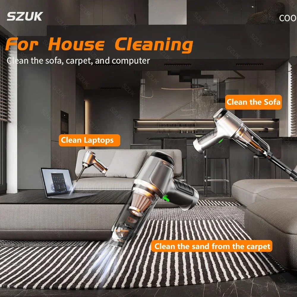 SZUK 638000PA Car Vacuum CIeaner Wireless Handheld Powerful Portable Blower Home Cleaning Machine Mini Vacuum Cleaner for Car