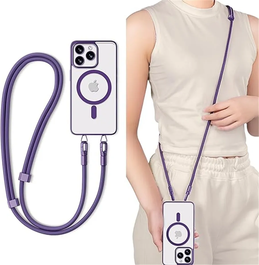 Universal Double Buckle Mobile Phone Lanyard Outdoor Anti Loss Wrist Hand Ropes with Stainless Steel Clips Crossbody Long Layard