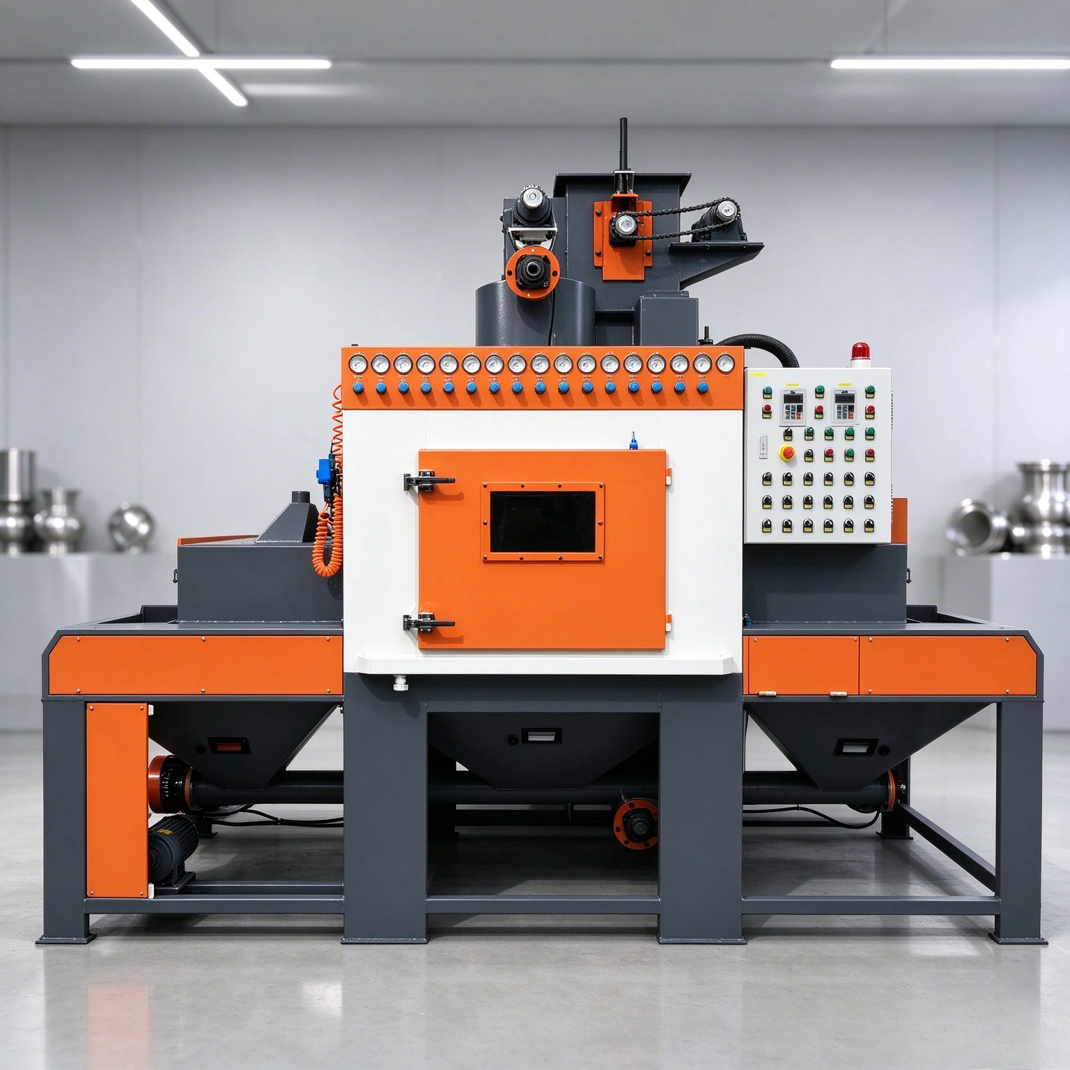 Automatic PLC-controlled Dry High Efficiency Steel Grit Sandblaster for Metal Cell Phone Shells Glass Engine Conveying System