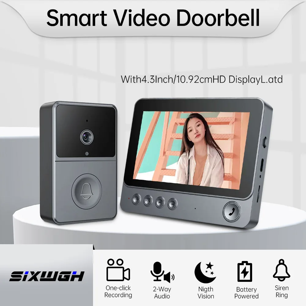 2.4G المنزل المزدوج تمرير عن بعد جرس باب إنتركوم فيديو لاسلكي مع شاشة رؤية ليلية في اتجاهين دون تثقيب جرس الباب Dingdong #1