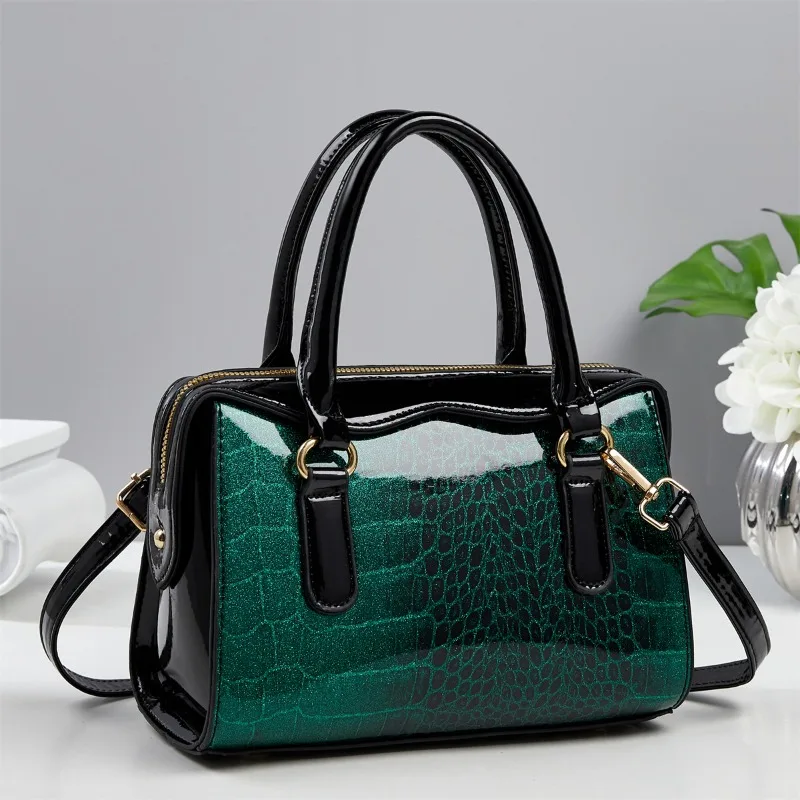 

Женская сумка через плечо в стиле ретро, яркая глянцевая поверхность, женская сумка-подушка Boston, женская сумка, вечерние сумки на плечо для покупок