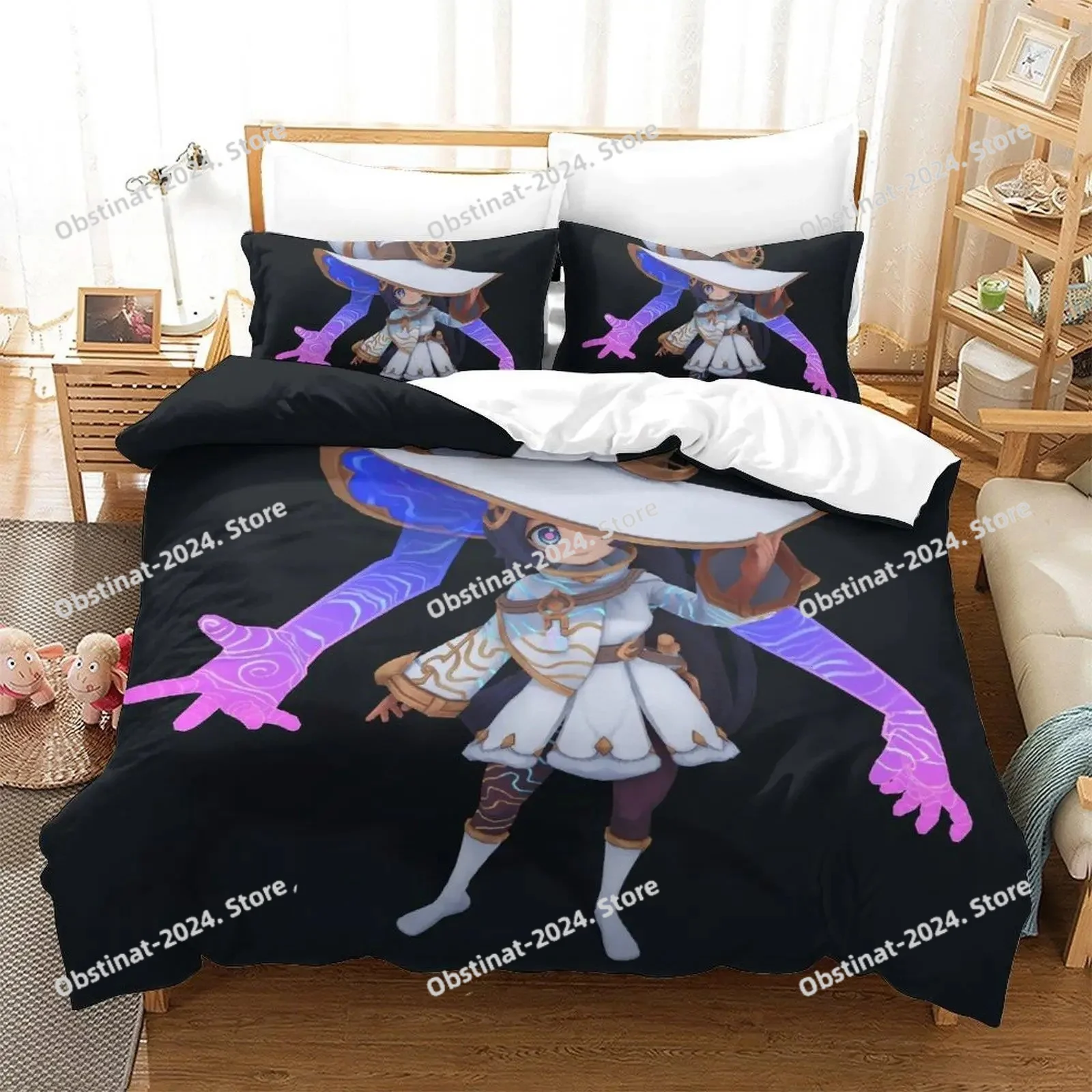 

Soulfire Demons Bedding Set Printed Duvet Cover Sheet Pillowcase Soft Quilt Cover Full Queen King Size 3D Anime Bed Sheet Set