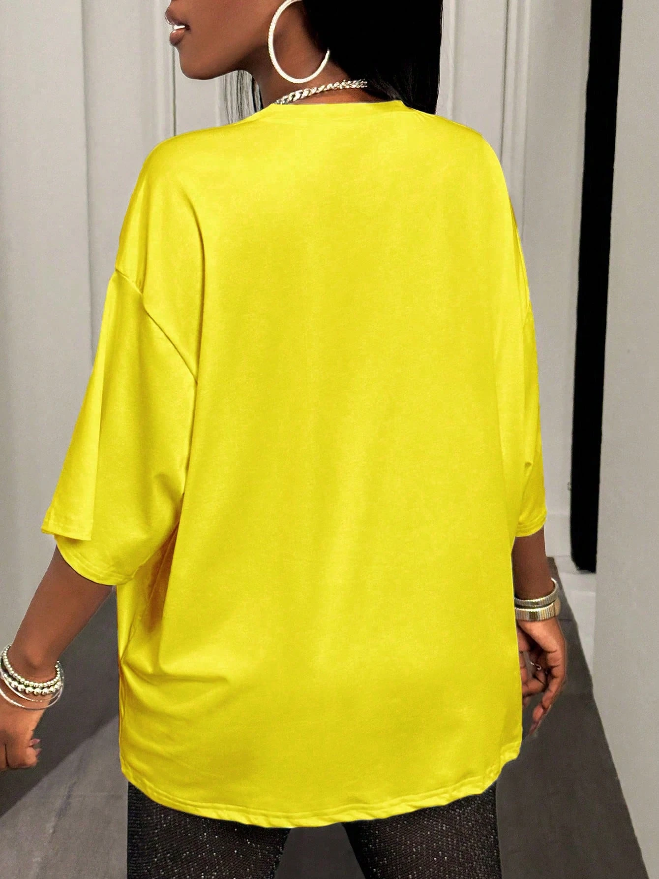 BamGleam المتضخم تي شيرت فضفاض عادية الهيب هوب نمط الجرافيك المطبوعة المرأة تي شيرت الصيف موضة Y2k السيدات الملابس كوع تي أنثى