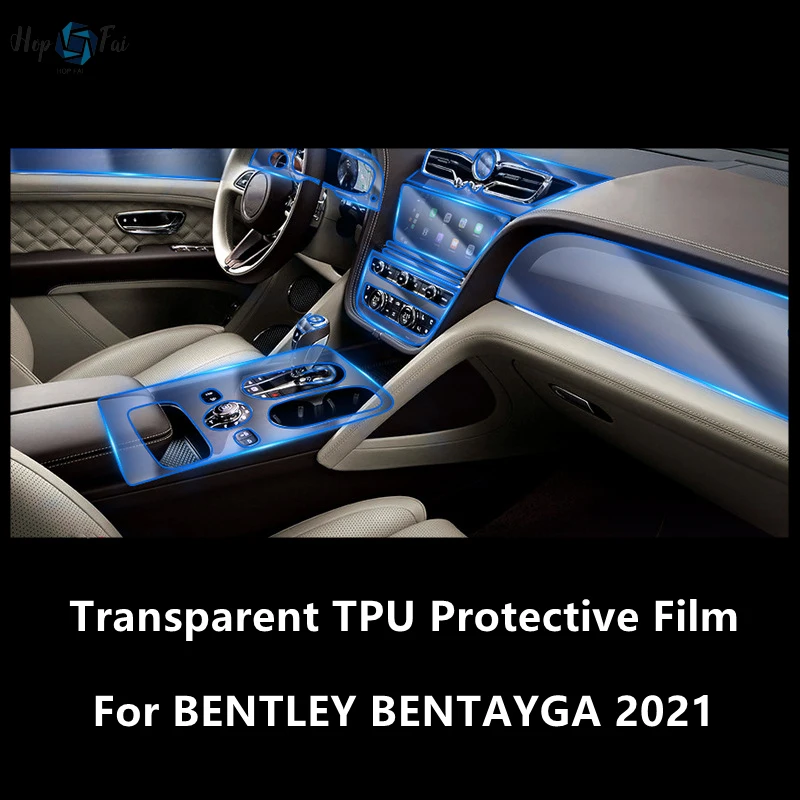 

For BENTLEY BENTAYGA 2021 Car Interior Center Console Transparent TPU Protective Film Anti-scratch Repair Film Accessories Refit