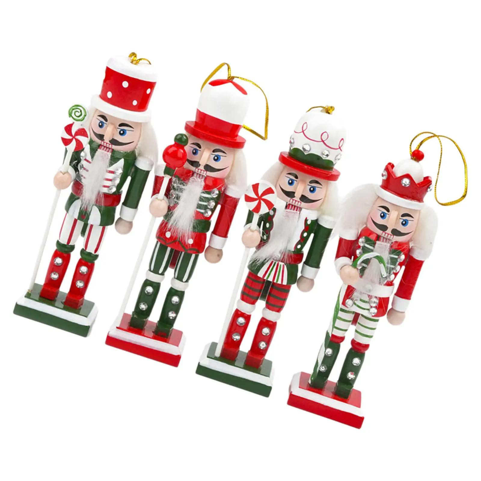 4 Pieces Christmas Nutcracker Ornament Collectibles Wooden Nutcracker Soldier