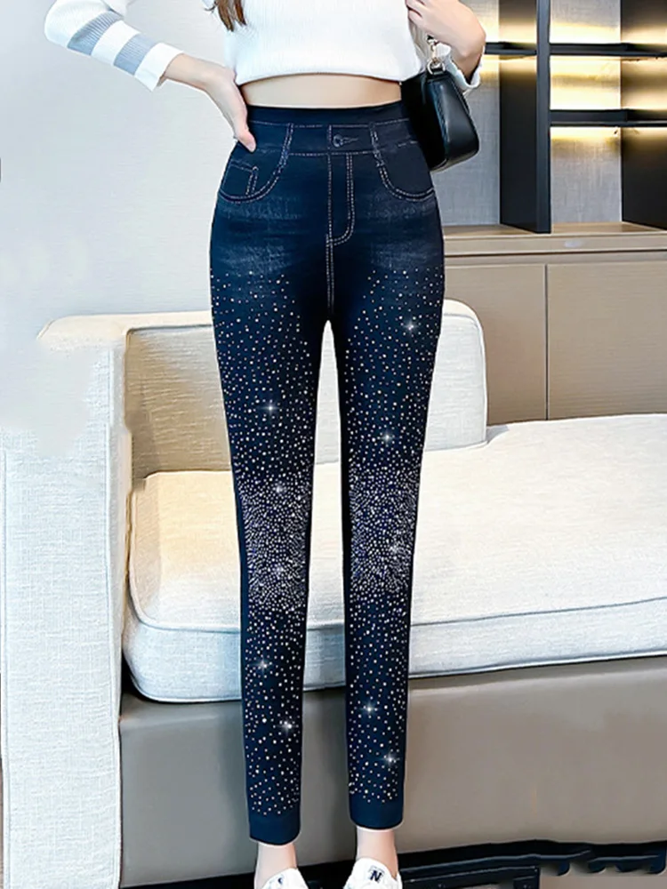 Fahsion-calças lápis jeans para mulheres, estilo listras estrela, leggings sexy, calças casuais, calças skinny, novas