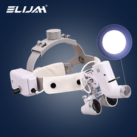 ELIJAH Dental 2.5/3.5X Binocular Loupes 5W Ajustable LED Focusing Headlight Surgical Magnifying Glass Dentistry Lab Equipment