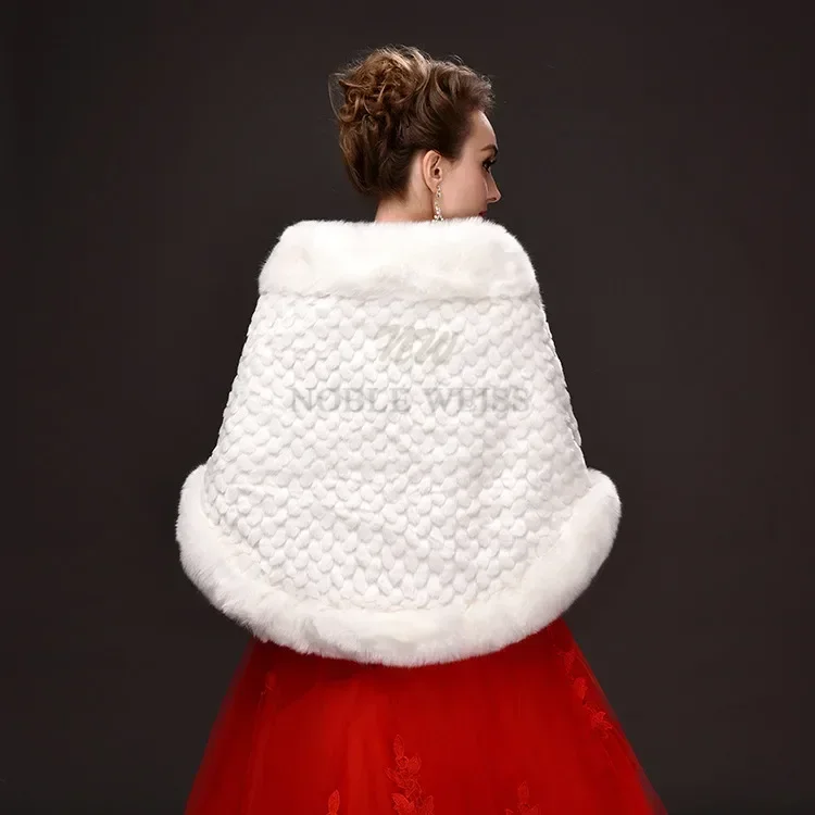 Winter Warm Faux Fur Wedding Wrap Bolero Bride Jacket Shawl Bridal Cape Customized