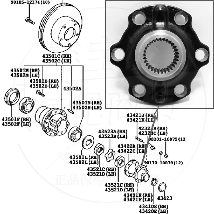 

For Toyota Land Cruiser 4500/4700 LC100 Front Axle Wheel Axle Head Clutch Mount Flange