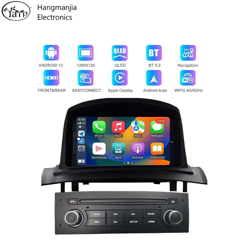 hangmanjia Android13 Car Radio for Renault Megane 2 2002 - 2009 Multimedia Video Player GPS Wireless Carplay Auto DSP Stereo DVD