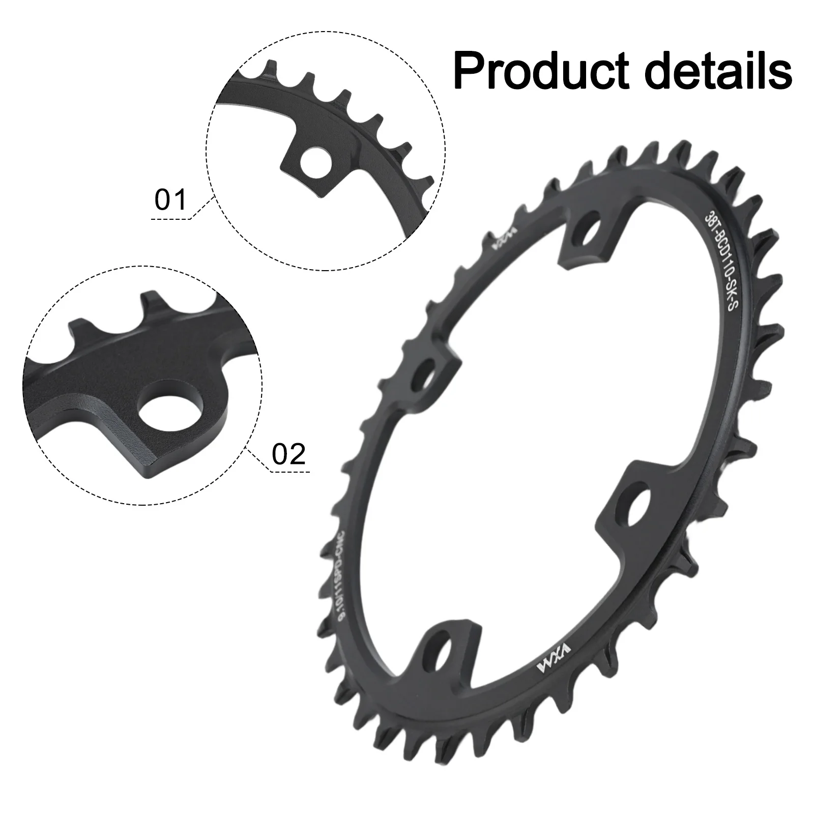 Rueda de cadena única para bicicleta de carretera con tecnología de dientes anchos y estrechos 110BCD y diseño de cuatro pernos disponibles en varios tamaños