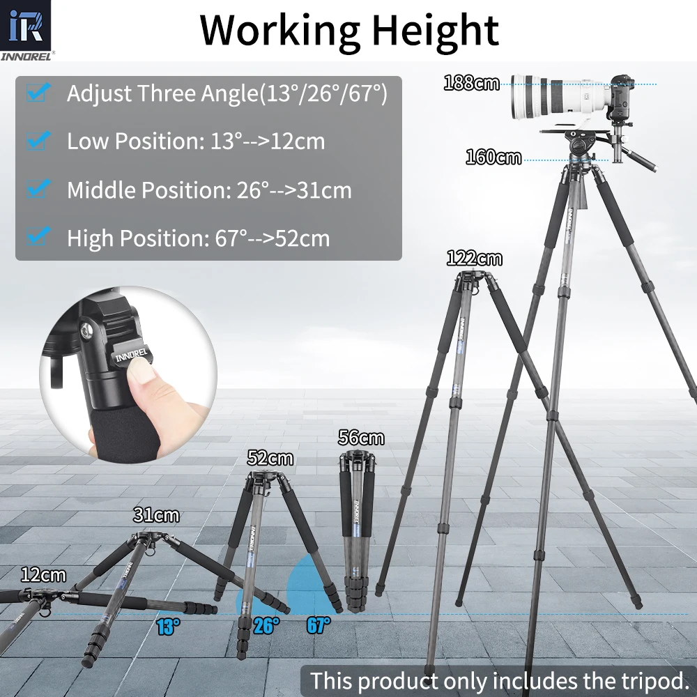 Imagem -06 - Innorel-carbon Fiber Câmera Tripé Professional Birdvering Heavy Duty Tripé 75 Milímetros Adaptador Bacia Dslr Filmadora de Vídeo Rt80c