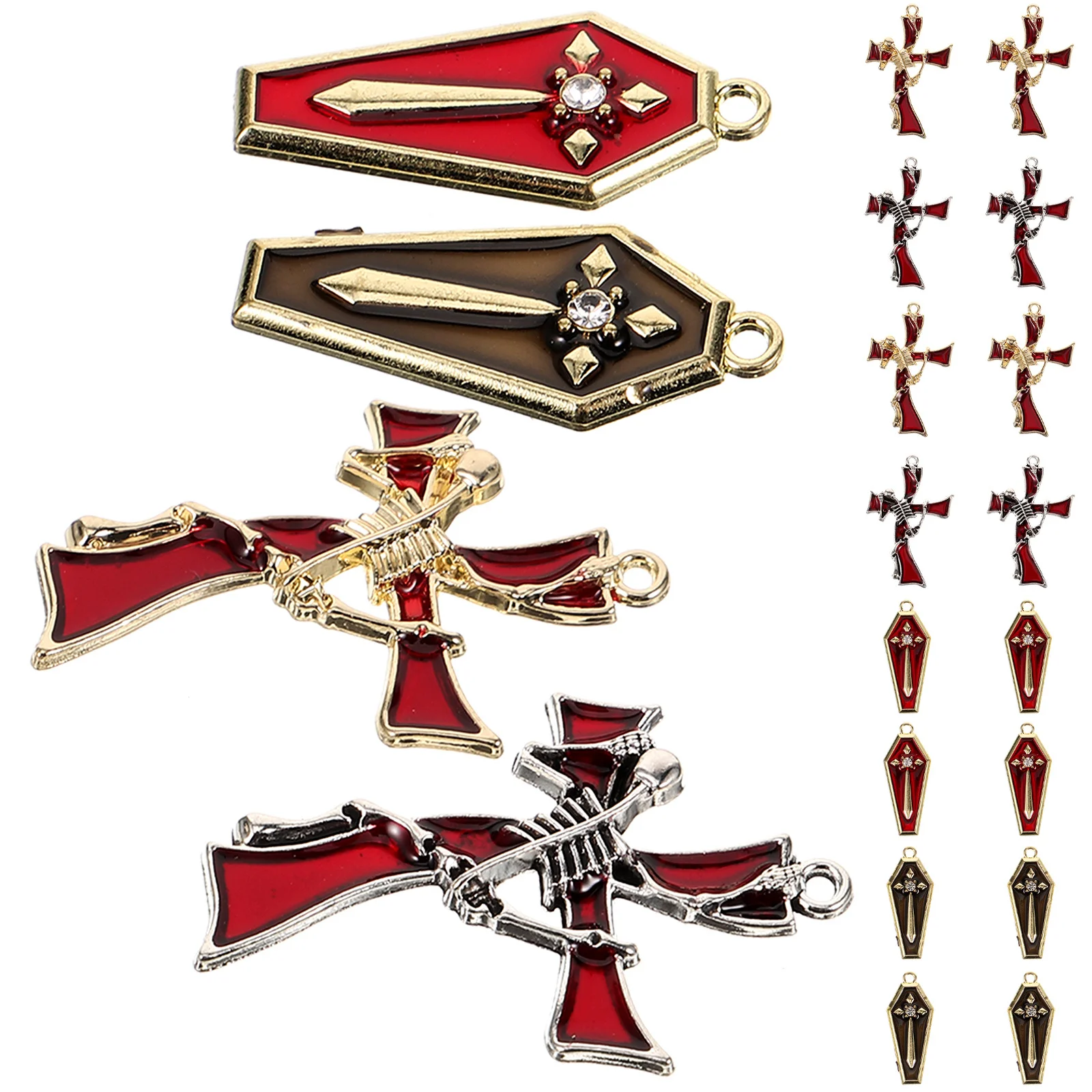 

Набор для изготовления украшений своими руками: подвески-кулоны из сплава в форме гроба и креста, для серег, браслетов, ожерелий, декоративные подвески-гробики