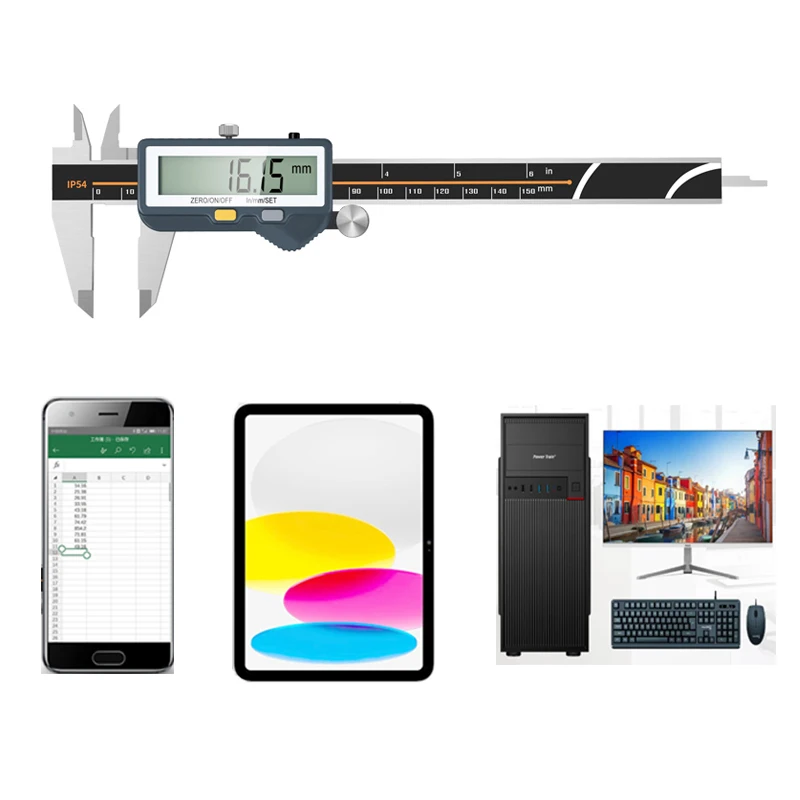 Built-in Bluetooth digital caliper for wireless transmission electronic caliper for measuring outer diameter inner diameter150mm