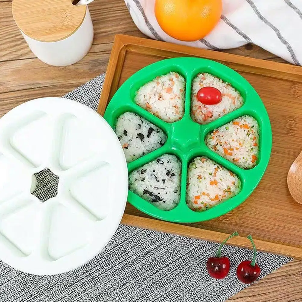 

Triangle Rice Vegetable Roll Bento Box Japanese Sushi Grinding Tool and Mold 6 in 1 Sushi Maker Box Onigiri Mold Triangle Mold