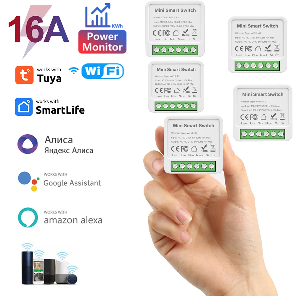 Tuya Mini Wifi Smart Switch DIY Modules 2-way Control Breaker Timing Relay 1/2/3/4Gang via Alexa Google Home smart life Alice