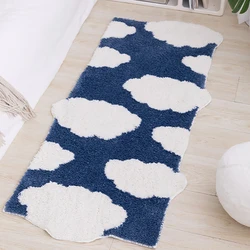 Tufting Long Bedside Rug Soft Plushy Clouds Mat Carpet Bathroom Floor Pad Bedroom Doormat Aesthetic Home Room Winter Warm Decor