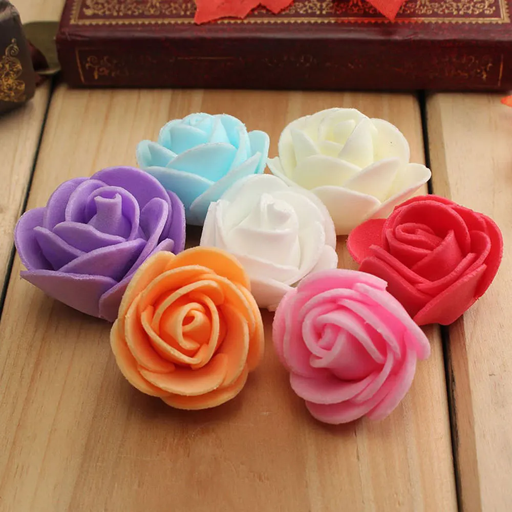 100pcs 3cm Rose Artificial Flower Head For Home Decorative Wreaths Supplies Wedding Party PE Foam DIY Crafts Decoration Flower