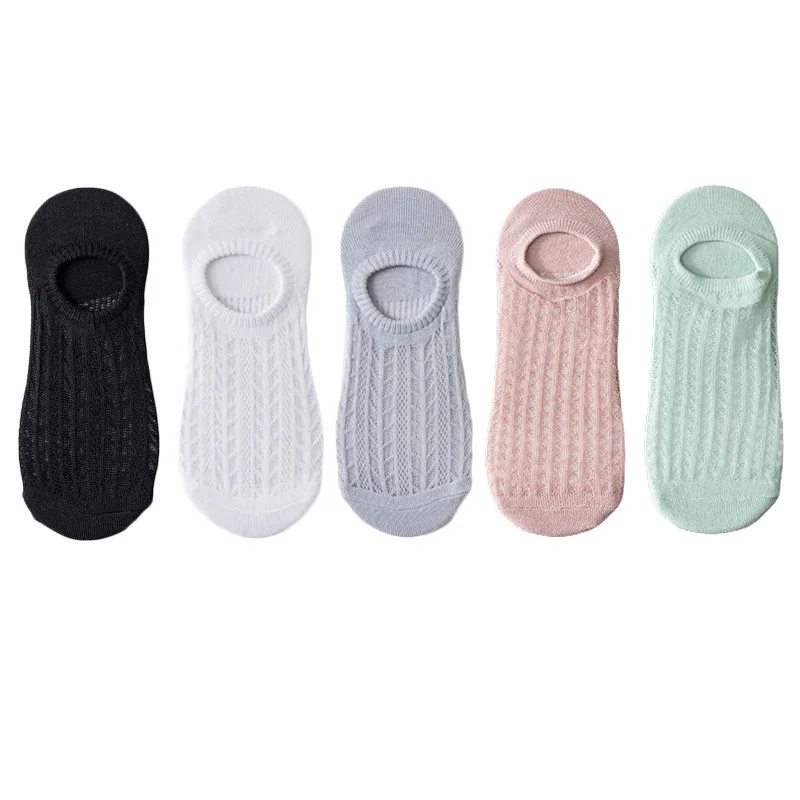 5 Pairs Summer Women Mesh invisible Socks Solid Breathable non-slip Low Cut Socks Thin Female Slipper No show Socks Girls Meias image 5