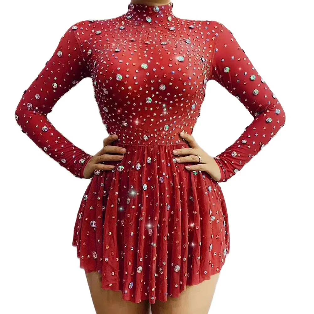 

Women Sparkly Rhinestone Short Dresses Shining Backless Team Catwalk Stage Wear Birthday Party Drag Queen Outfit Dj Ds Gogo 2026