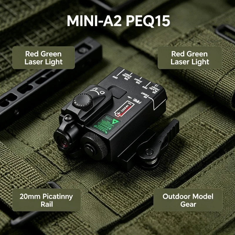 MINI‑A2 PEQ15 Red‑Green Light‑Laser Model Gear 20mm Picatinny Rail Fitting For M300 M600 Outdoor Hobby Equipment Modification
