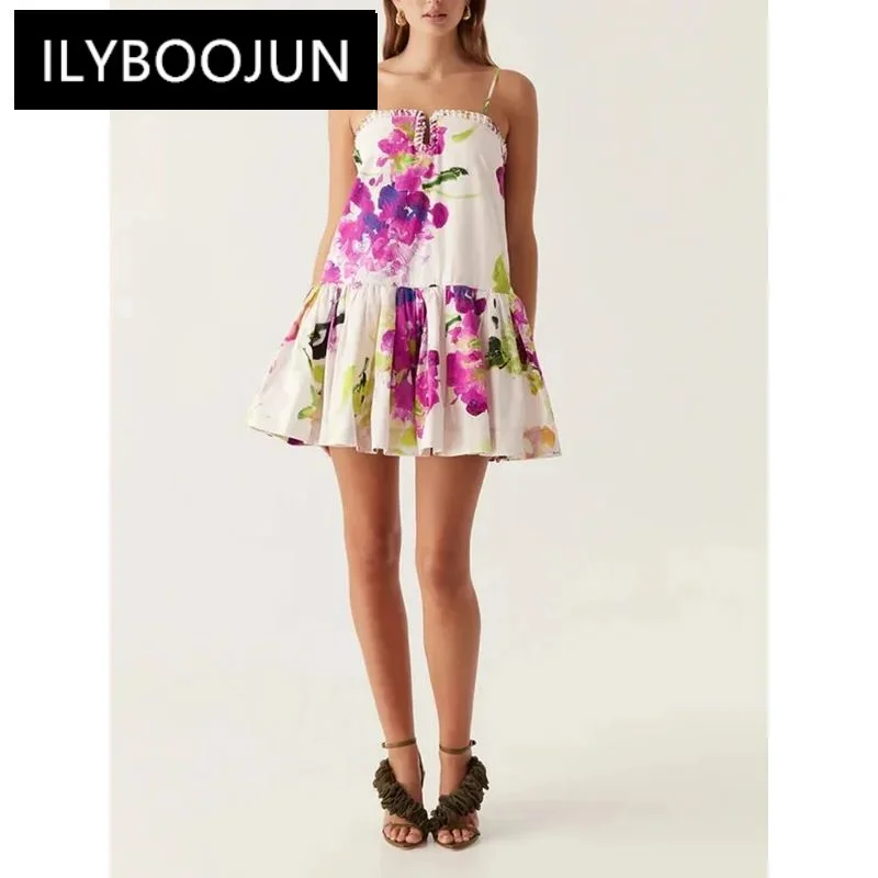 

ILYBOOJUN Printing Sexy Dresses For Women Square Collar Sleeveless Backless High Waist Slim Mini Dress Female Fashion New