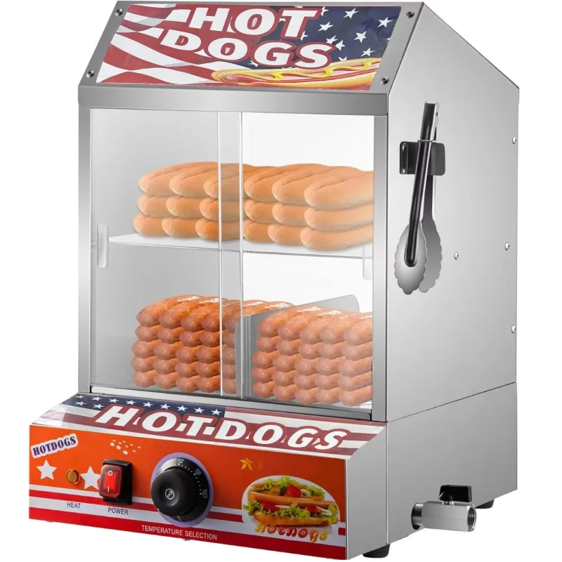 New Commercial Hot Dog Burger Steamer Bun Warmer 220V Stainless Steel 27L Capacity Energy Saving for Convenience Stores