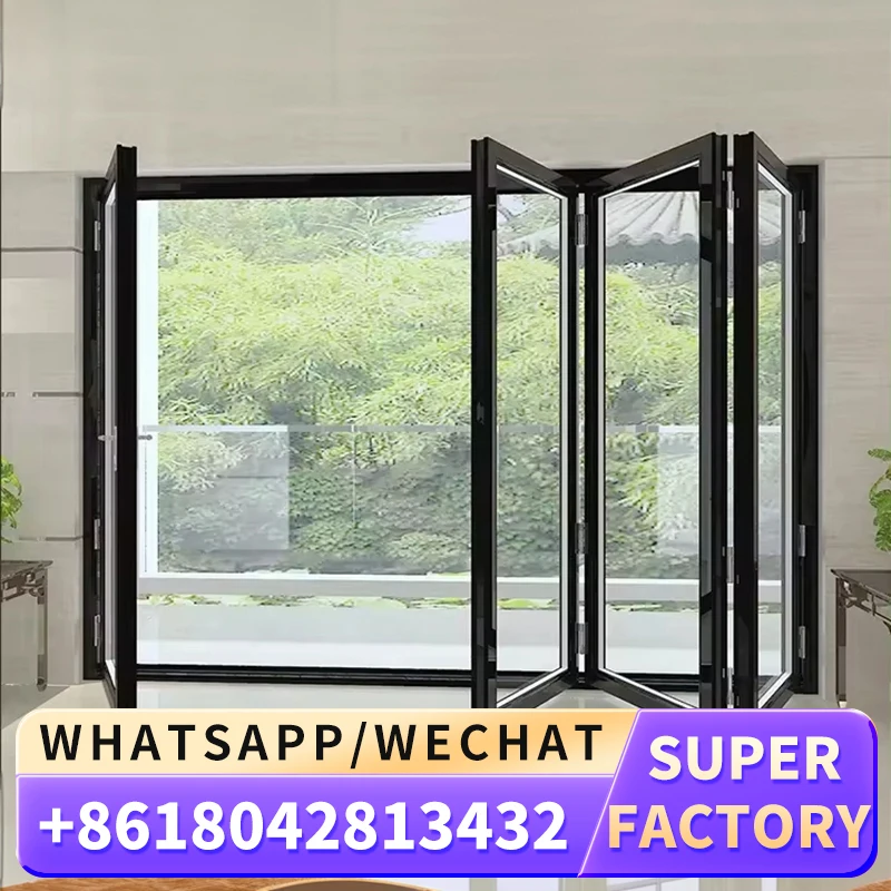 Manufacturer Price Exterior Folding Patio Doors Hurricane Proof 3 Panel Aluminum Glass Bifold Sliding Door