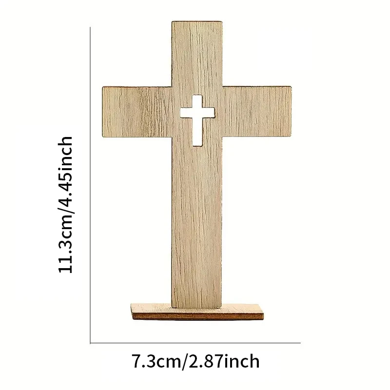 YOMDID 6 قطعة الصلبان الخشبية الدائمة الصليب المسيحية المعمودية الجدول المركزية الأولى بالتواصل ديكور كشك الصور الدعائم