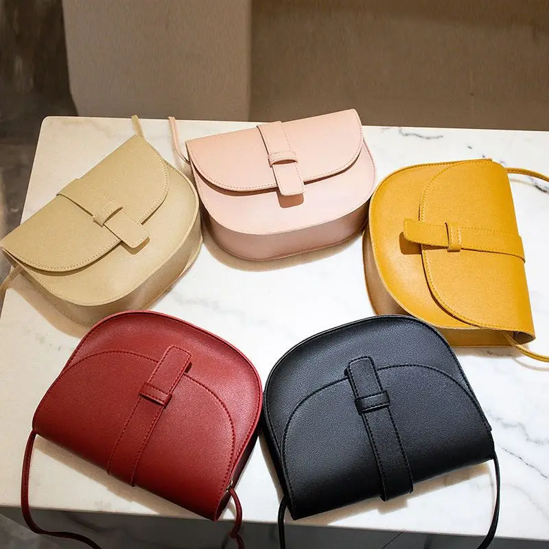 Trendy Pure Color Saddle Bag Women's Shoulder Bag  Crossbody Phone Case Fashion  Bag Korean Style Casual Handbag