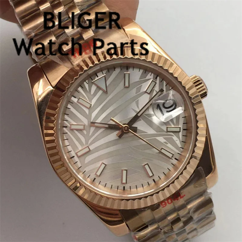 BLIGER 36mm/39mm Silver Dial Rose Gold  Numbers NH35A  Automatic Mens Watch Sapphire Glass