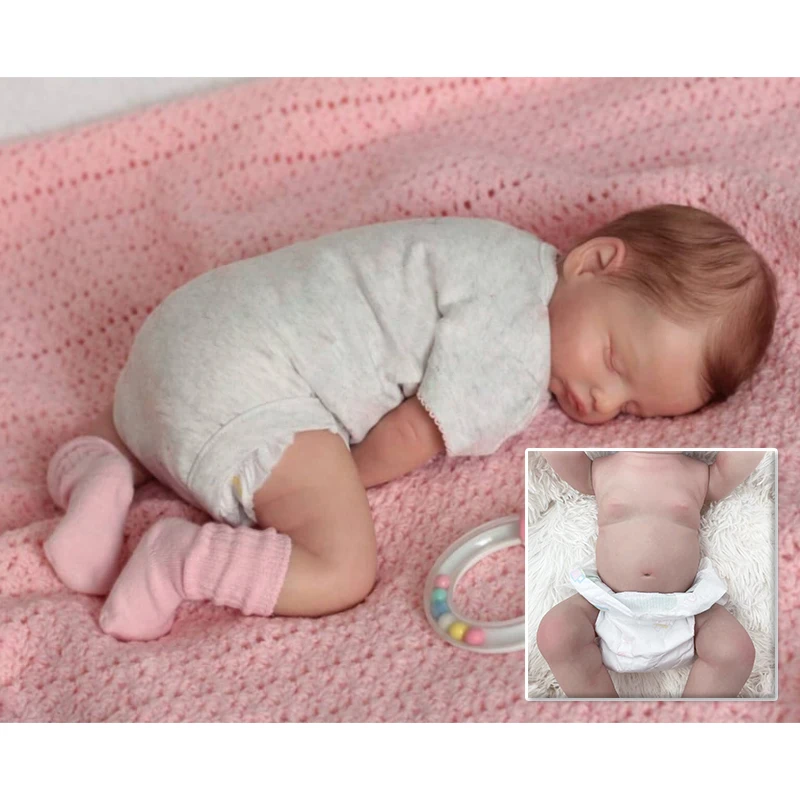 

45cm Newborn Baby Full Body Vinyl Rosalie Lifelike Baby Multiple Layers Painted 3D Skin with Visible Veins Collectible Art Dolls