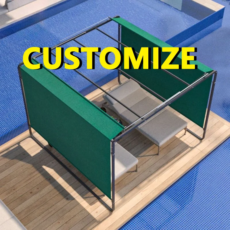 Any Size Custom Outdoor Movie Exclusive Aluminum Gazebo Anti Glare Blackout Fabric Liftable Side Shades Backyard Leisure Canopy